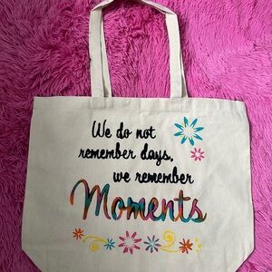 Source Unknown Cream Canvas Tote with Colorful Design